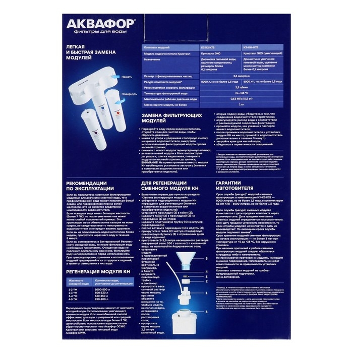 Комплект сменных картриджей для фильтра Комплект сменных картриджей для фильтра "Аквафор" Кристалл ЭКО, К3-К2-К7В
