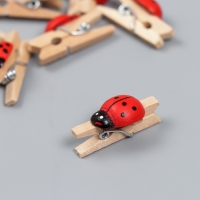 Декор для творчества дерево "Прищепка с божьей коровкой" (набор 10 шт) 2,6х1 см Декор для творчества дерево "Прищепка с божьей коровкой" (набор 10 шт) 2,6х1 см