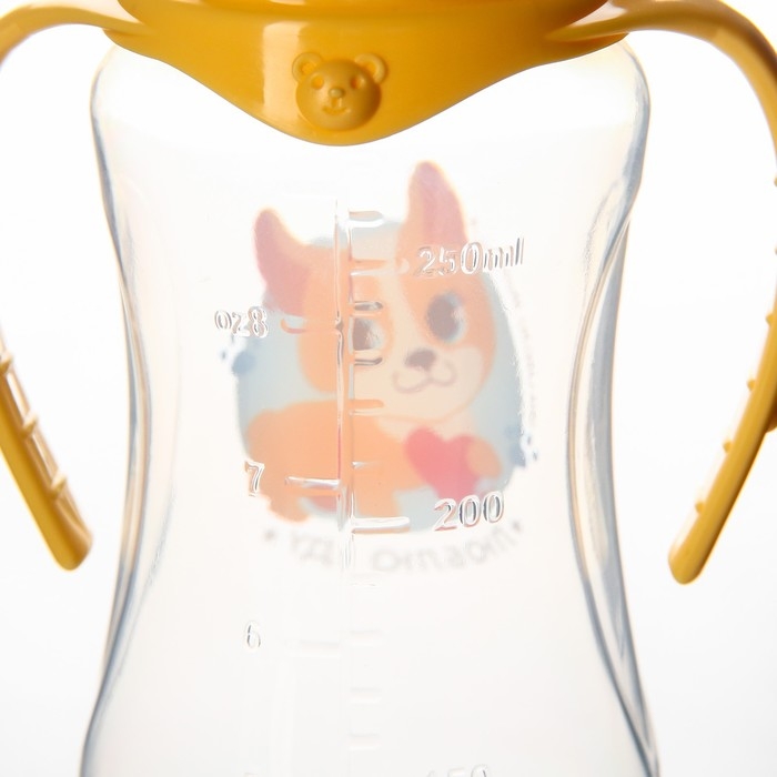 Бутылочка для кормления &laquo;Собачка Лу&raquo;, классическое горло, 250 мл., от 0 мес., приталенная, с ручками