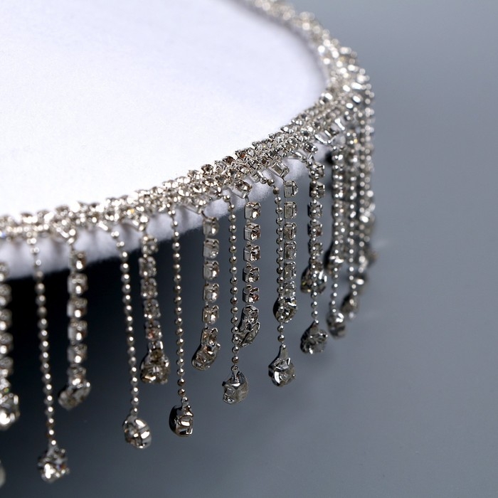 Шляпа с широкими полями, со стразами, р. 56 см, цвет белый Шляпа с широкими полями, со стразами, р. 56 см, цвет белый