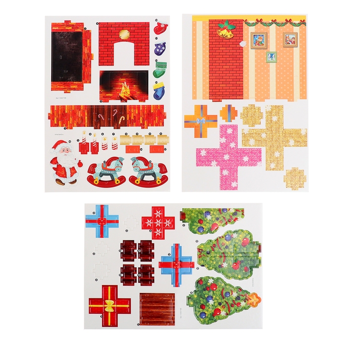 3D Конструктор «Новогодние истории», с гирляндой, 62 детали 3D Конструктор «Новогодние истории», с гирляндой, 62 детали