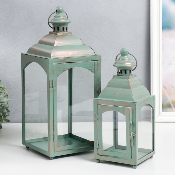 Подсвечник металл Подсвечник металл "Фонарь - ретро" 14х14х37,5, 11х11х28 см