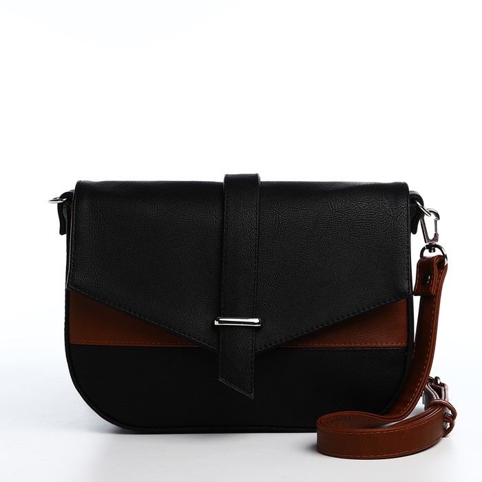Сумка-мессенджер на магните, цвет чёрный/коричневый