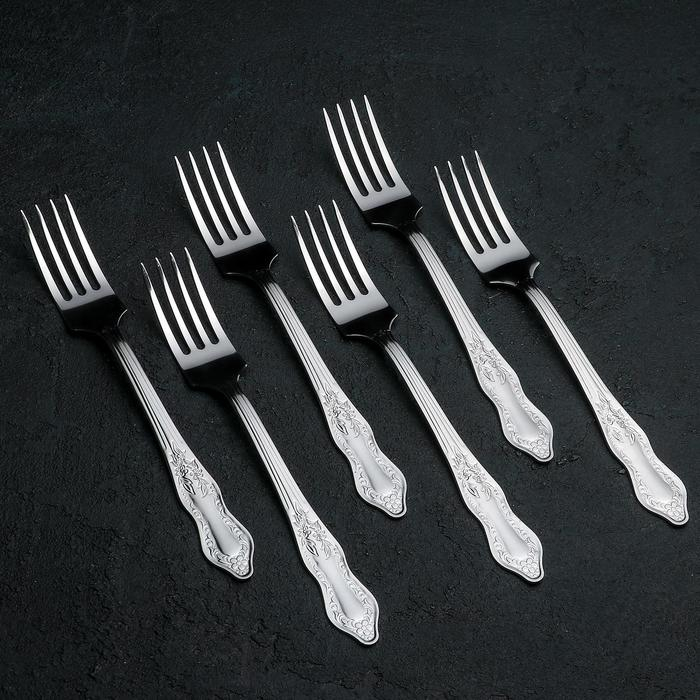 Набор столовых приборов &laquo;Славяна&raquo;, 24 предмета, толщина 1.2 мм, цвет серебряный