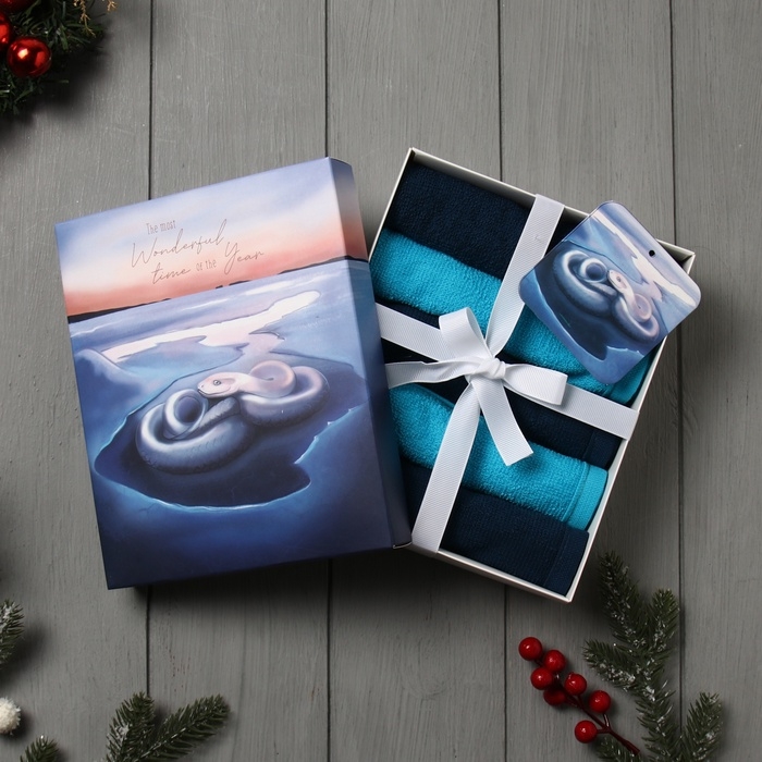 Набор махровых полотенец Этель Набор махровых полотенец Этель "Лёд" 30х30 см -5шт, 100% хл, 340гр/м2