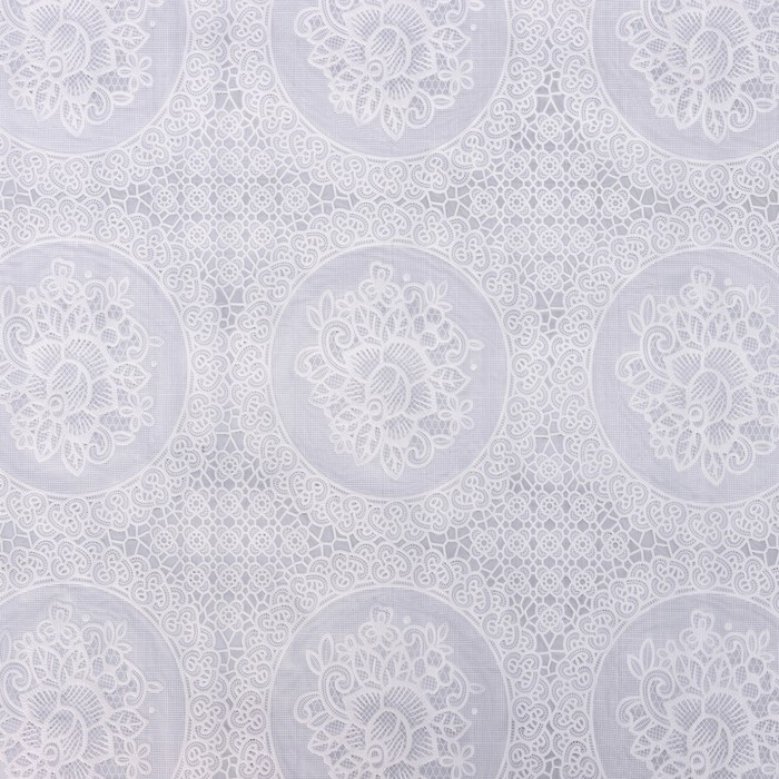Клеёнка на стол &laquo;Роуз&raquo;, ажурная, ширина 137 см, рулон 20 метров, толщина 0,2 мм, цвет белый