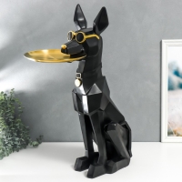 Сувенир полистоун подставка 3D "Чёрный пёс в очках" d=26 см 77х26х20 см