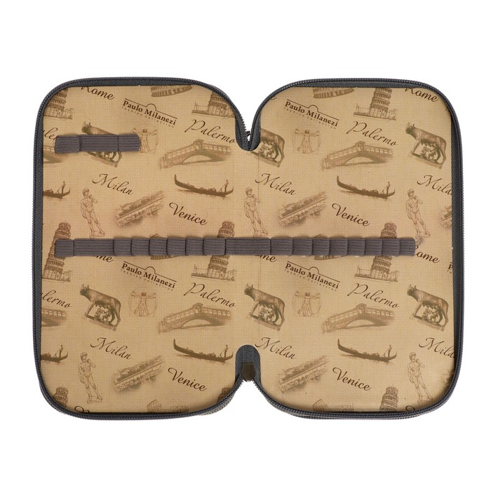 Пенал 2 секции, 125 х 205 х 40 мм, 8П26/2 Calligrata "Хоккеисты" (рисунок с эффектом металлика)