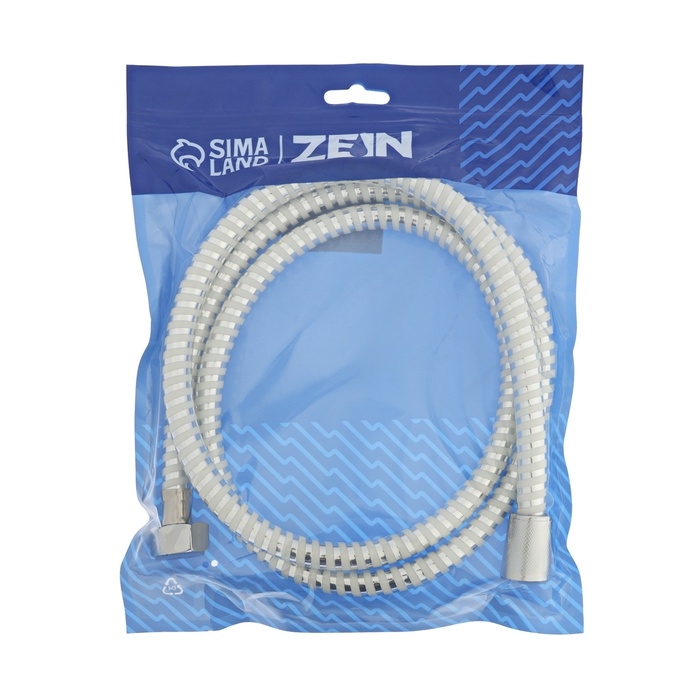 Душевой шланг ZEIN Z02PW, 150 см, с пластиковой конусообразной гайкой, ПВХ, белый