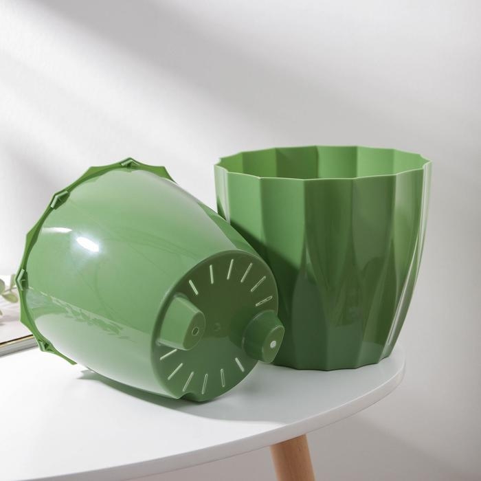 Кашпо для цветов со вставкой «Флюте», 3 л, цвет малахит Кашпо для цветов со вставкой «Флюте», 3 л, цвет малахит