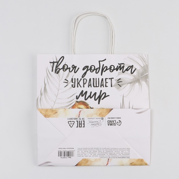 Пакет подарочный, упаковка, &laquo;Доброта&raquo;, 22 х 22 х 11 см