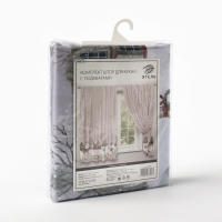 Комплект штор д/кухни с подхватами "Звери в городе" 145х180см-2 шт., 100% п/э