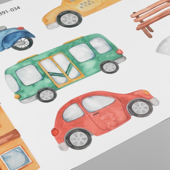 Наклейка пластик интерьерная цветная "Городской транспорт" 30х90 см