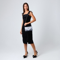 Сумка-клатч на магните, цвет серебряный