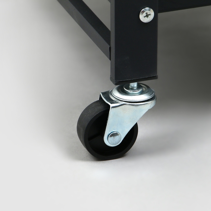 Стеллаж складной на колесах, 2 полки, 71,5&times;34&times;55, цвет чёрный матовый