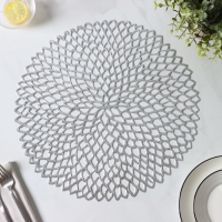 Салфетки сервировочные на стол Доляна &laquo;Лея&raquo;, d=38 см, 4 шт, цвет серебряный