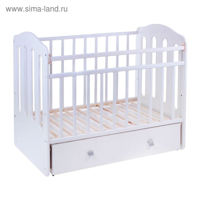Детская кроватка &laquo;Чудо&raquo; на маятнике, с ящиком, цвет белый