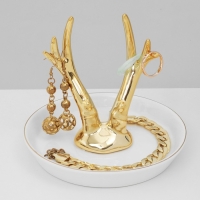 Подставка универсальная керамика &laquo;Рога&raquo; , 14&times;11,5, цвет бело-золотой