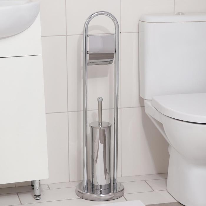 Ёрш для унитаза напольный Accoona, 21,5×21,5×81 см, с держателем для туалетной бумаги, цвет хром Ёрш для унитаза напольный Accoona, 21,5×21,5×81 см, с держателем для туалетной бумаги, цвет хром