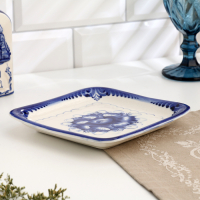 Блюдо "Квадратное", гжель, фарфор, 18х18 см