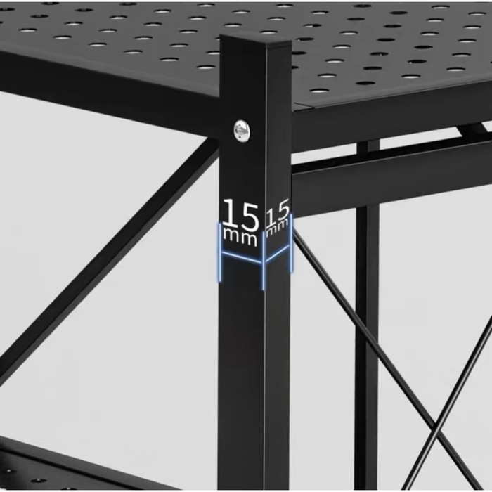 Стеллаж складной на колесах, 3 полки, 71&times;34&times;88 см, цвет чёрный матовый