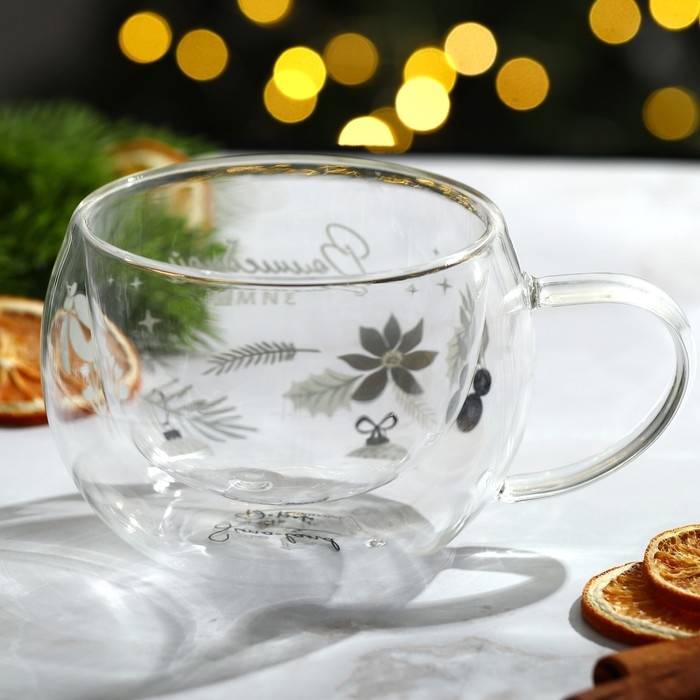 Новый год. Кружка новогодняя стеклянная с двойными стенками &laquo;Волшебной зимы&raquo;, 270 мл