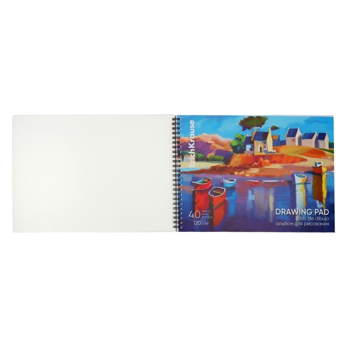 Альбом для рисования А4, 40 листов, блок 120 г/м&sup2;, на спирали, Erich Krause "Art Spirit", пластиковая обложка, 100% белизна, твердая подложка