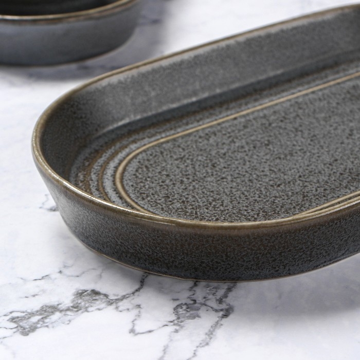 Блюдо фарфоровое овальное Magistro Urban, 450 мл, 24&times;13,7&times;2,7 см, цвет серый