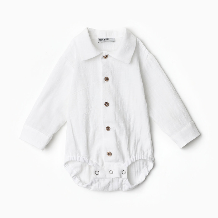 Боди-рубашка для мальчика MINAKU, цвет белый, рост 62-68
