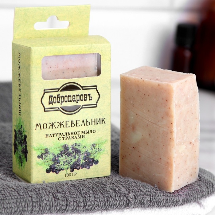 Мыло банное натуральное с травами в коробке Мыло банное натуральное с травами в коробке "Можжевельник" 100 г Добропаровъ