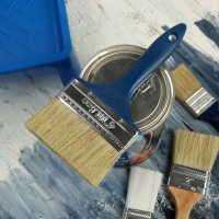 Кисть плоская ТУНДРА, смешанная щетина, пластиковая рукоятка, 4", 100 мм