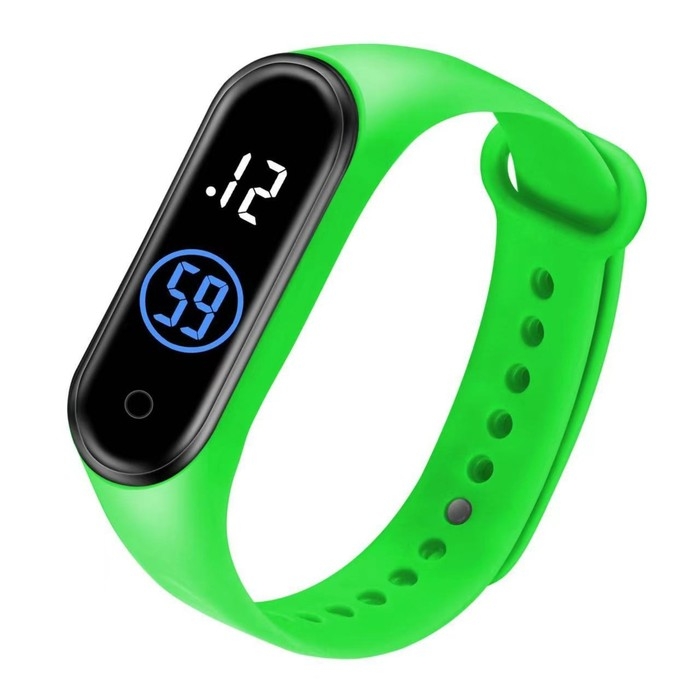 Часы наручные электронные, ремешок силикон, зеленые Часы наручные электронные, ремешок силикон, зеленые