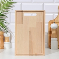 Доска разделочная деревянная "Прямоугольник" с желобом 30х20х0,8 см береза