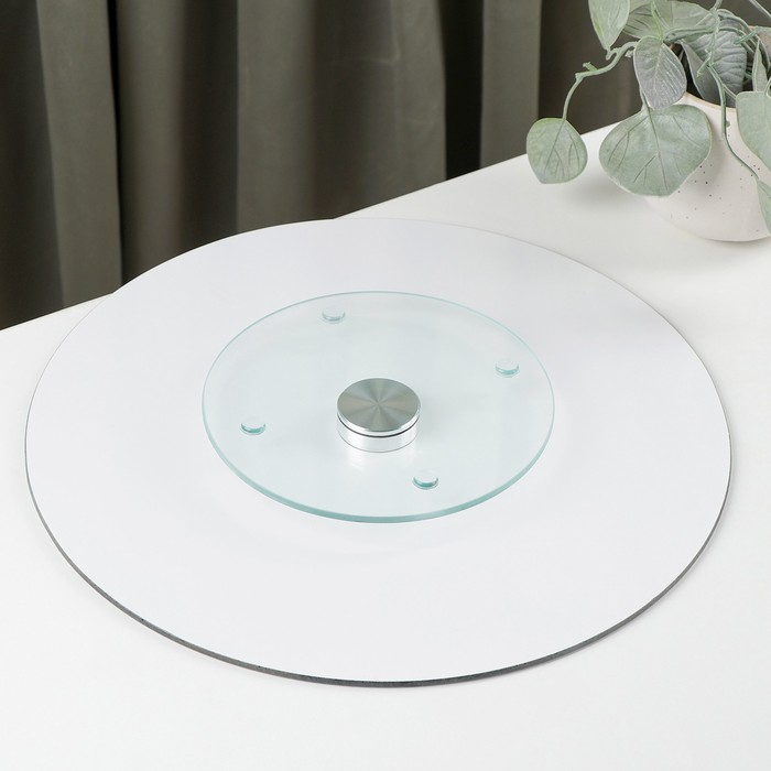 Подставка стеклянная для торта вращающаяся Magistro &laquo;Экспрессионизм&raquo;, d=32 см, цвет серый