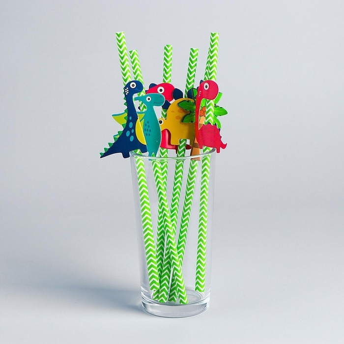 Трубочки для коктейля &laquo;Динозаврики&raquo;, набор 6 шт.