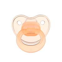 Соска-пустышка ортодонтическая, силикон, +6 мес., с колпачком, цвет персик
