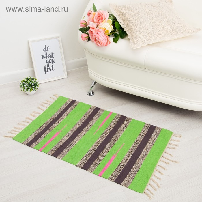 Ковер &laquo;СТРАЙП&raquo;, вид1, размер 50х80 см (&plusmn; 3 см), хлопок, цвет МИКС