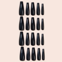 Накладные ногти, 24 шт, форма балерина, цвет чёрный Накладные ногти, 24 шт, форма балерина, цвет чёрный