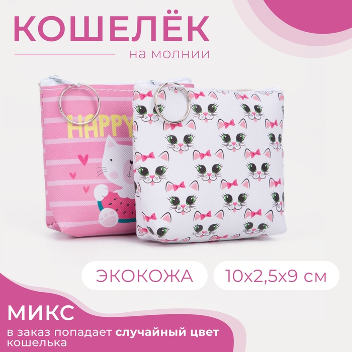 Кошелёк на молнии, цвет МИКС