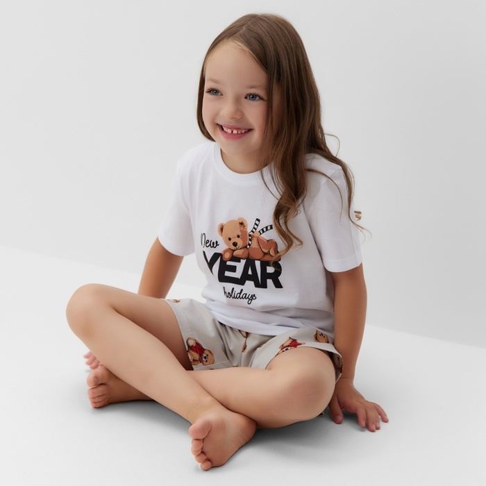 Пижама детская (футболка и шорты) KAFTAN "Мишка в шарфе" р.28 (86-92)