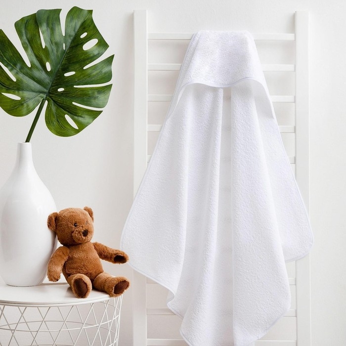 Полотенце уголок махровое Крошка Я 85х85 см, цвет белый, 100% хлопок, 320 г/м