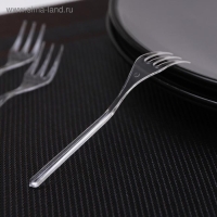 Вилка пластиковая одноразовая для фуршетов, 10 см, цвет прозрачный, 50 шт/уп Вилка пластиковая одноразовая для фуршетов, 10 см, цвет прозрачный, 50 шт/уп