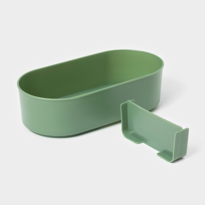 Ланч - бокс двухуровневый с крышкой &laquo;Милитари&raquo;, 17,5&times;9,2&times;6 см, 430 мл, 270 мл, столовые приборы, цвет зелёный