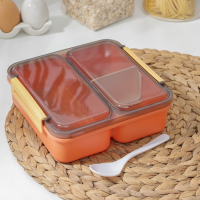 Ланч - бокс пластиковый Доляна &laquo;Классика&raquo;, 2 отделения, 18&times;18&times;6 см, цвет МИКС