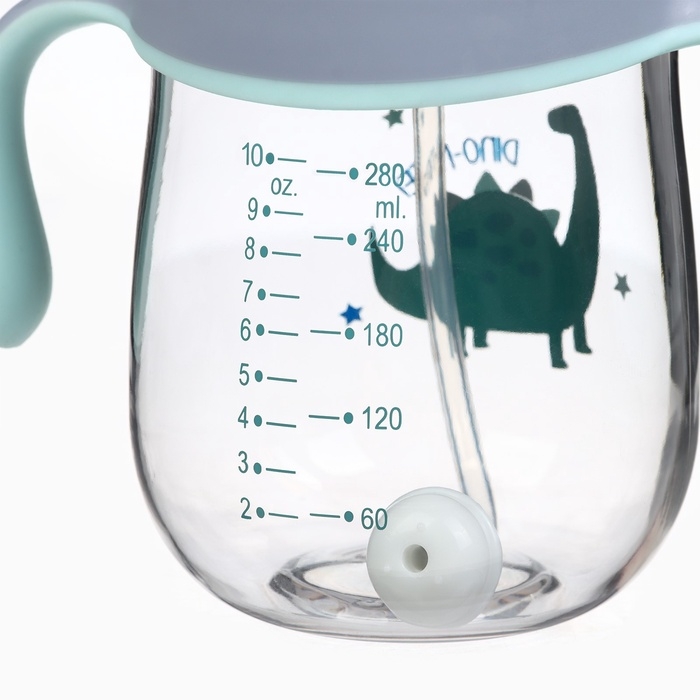 Поильник детский M&B &laquo;Котик&raquo; с трубочкой, от 9 мес., 280 мл., цвет серо-голубой