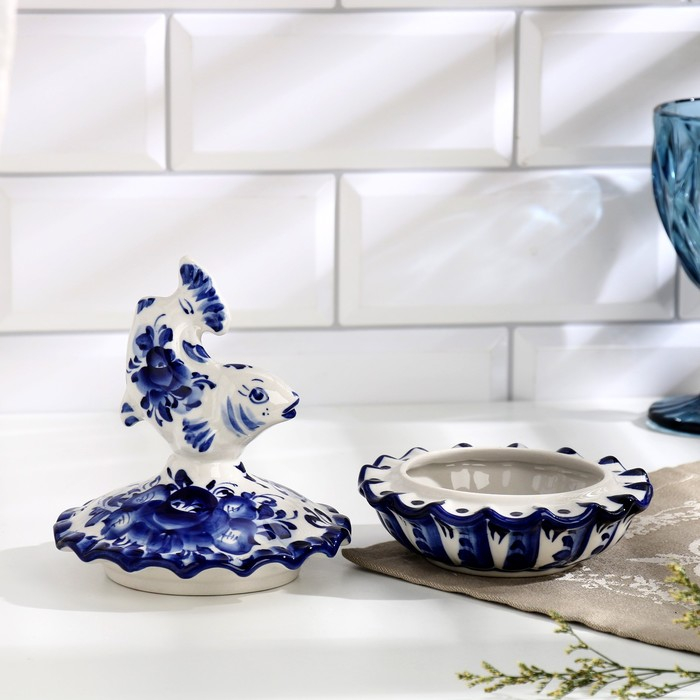 Икорница &laquo;Рыбка&raquo;, гжель