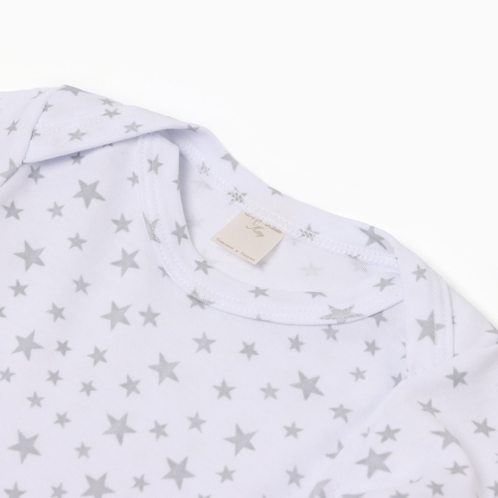 Боди с длинным рукавом, цвет звезды серые, рост 80 см