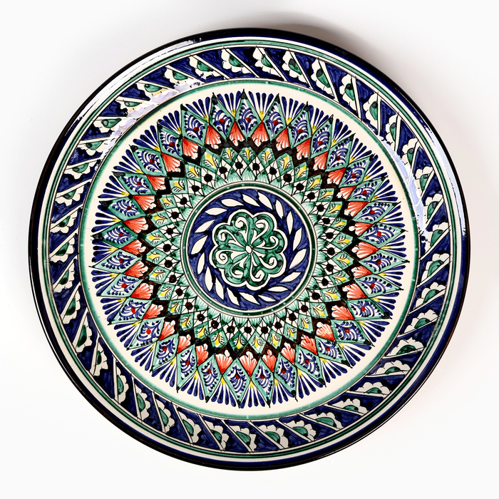 Ляган Риштанская Керамика Ляган Риштанская Керамика "Узоры", 36 см, синий