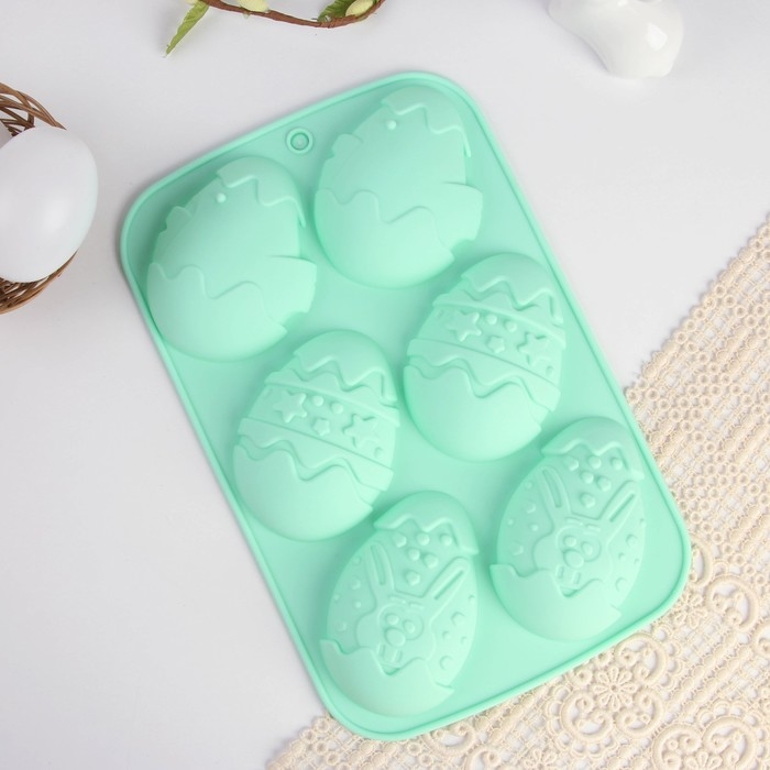 Силиконовая форма на Пасху «Зайцы и цыплята», голубая Силиконовая форма на Пасху «Зайцы и цыплята», голубая