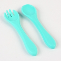 Тарелка детская на присоске и столовые приборы, Крошка Я,  бирюзовый